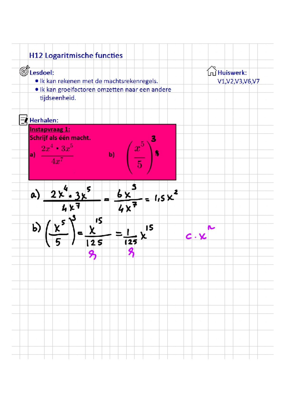 H12 Logaritmische Functies: Huiswerk en Rekenregels Samenvatting ...