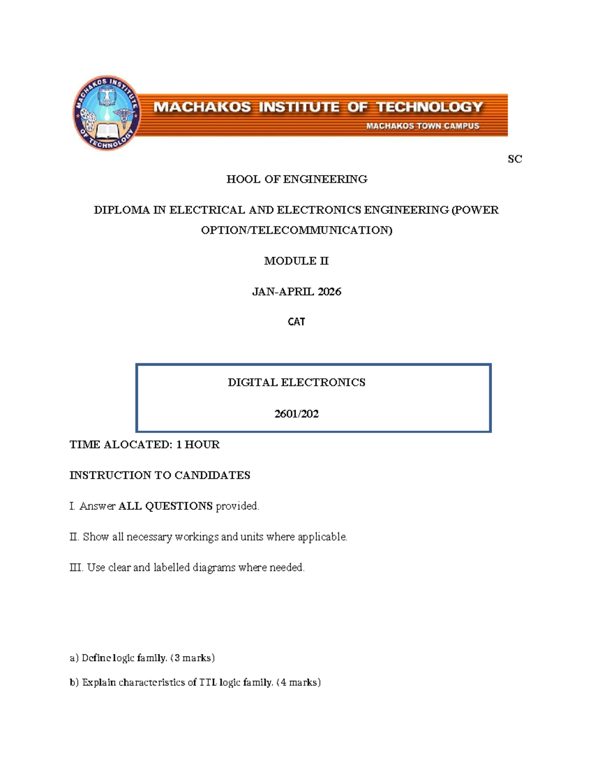 Power Module II 2026: Digital Electronics Exam Questions - Studocu