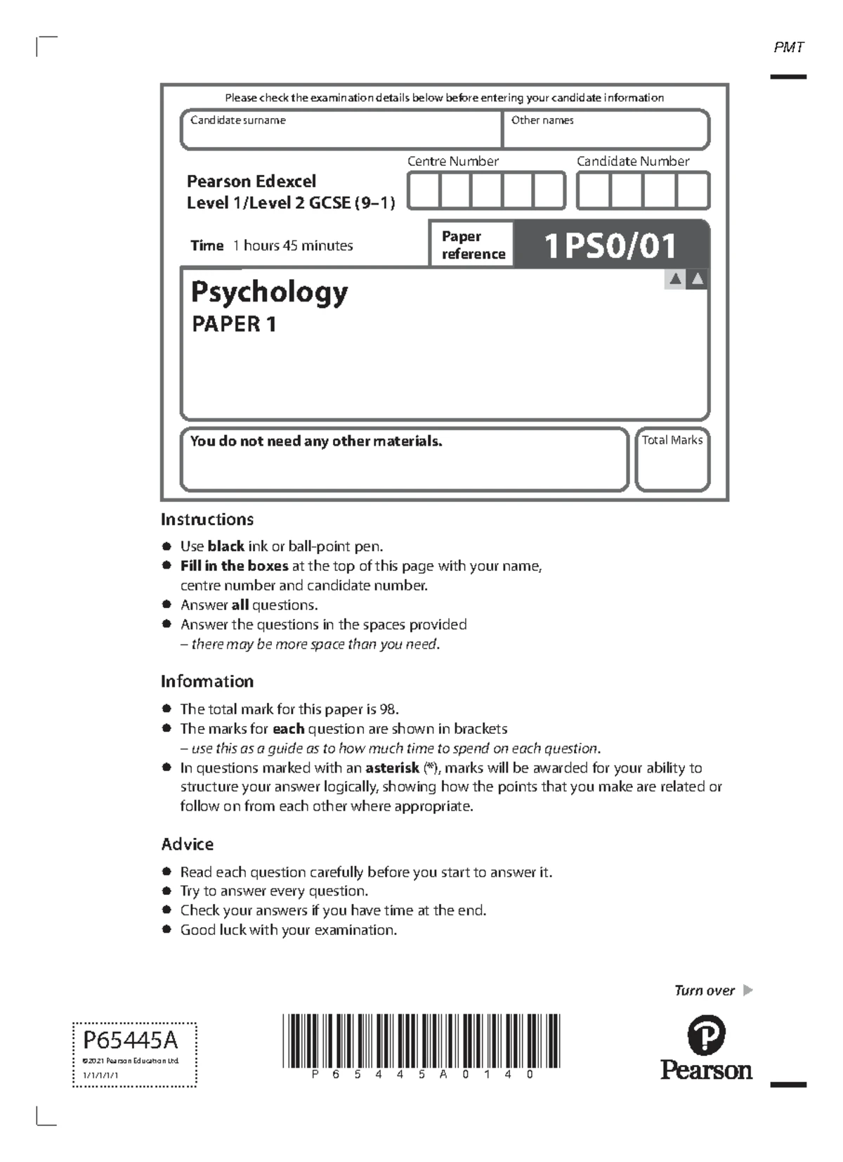 June 2022 MS - Edexcel GCSE Psychology Paper 1 Mark Scheme - Studocu