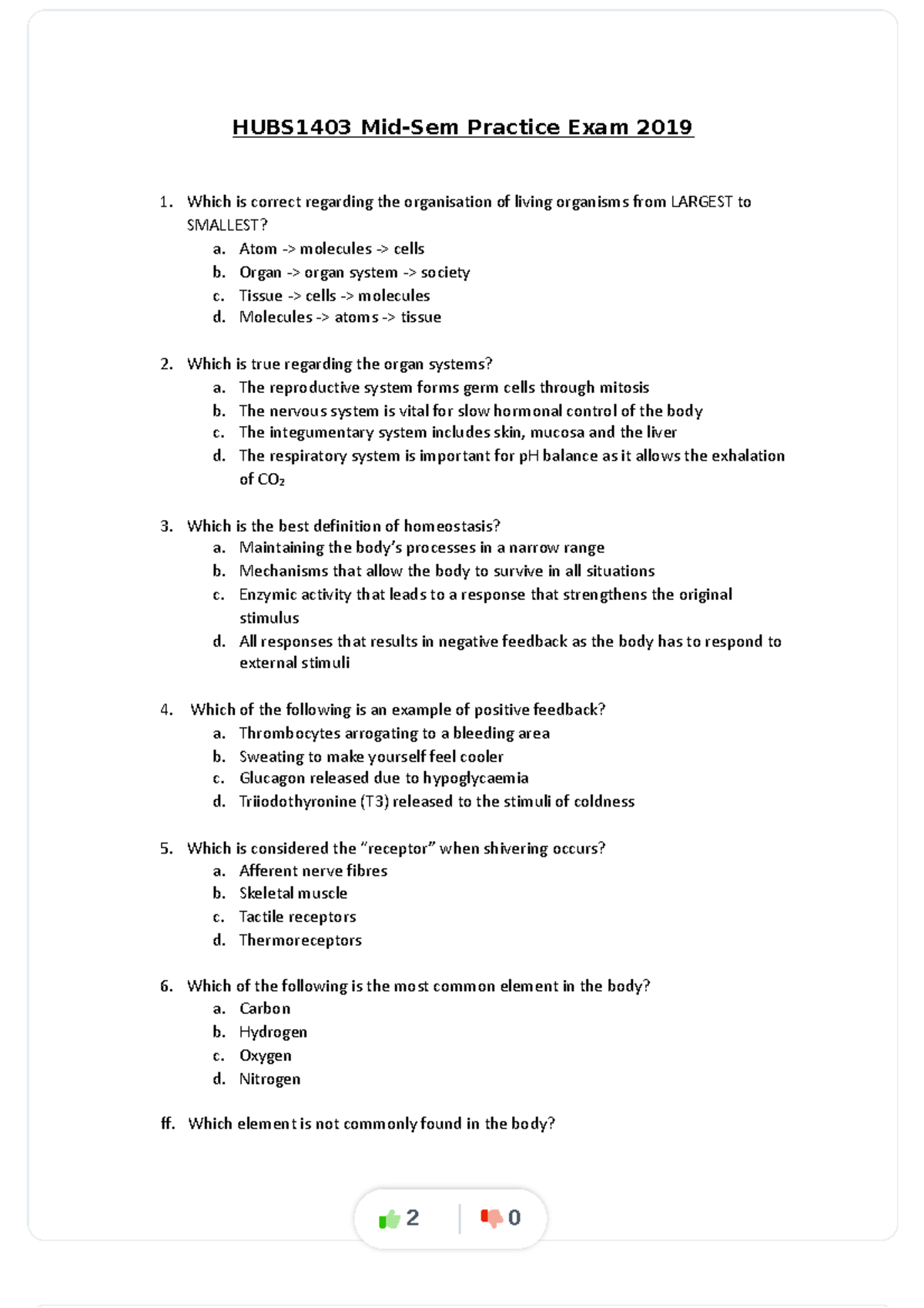 2020 Mid Semester Practice Exam - HUBS1403 Mid-Sem Practice Exam 2019 ...