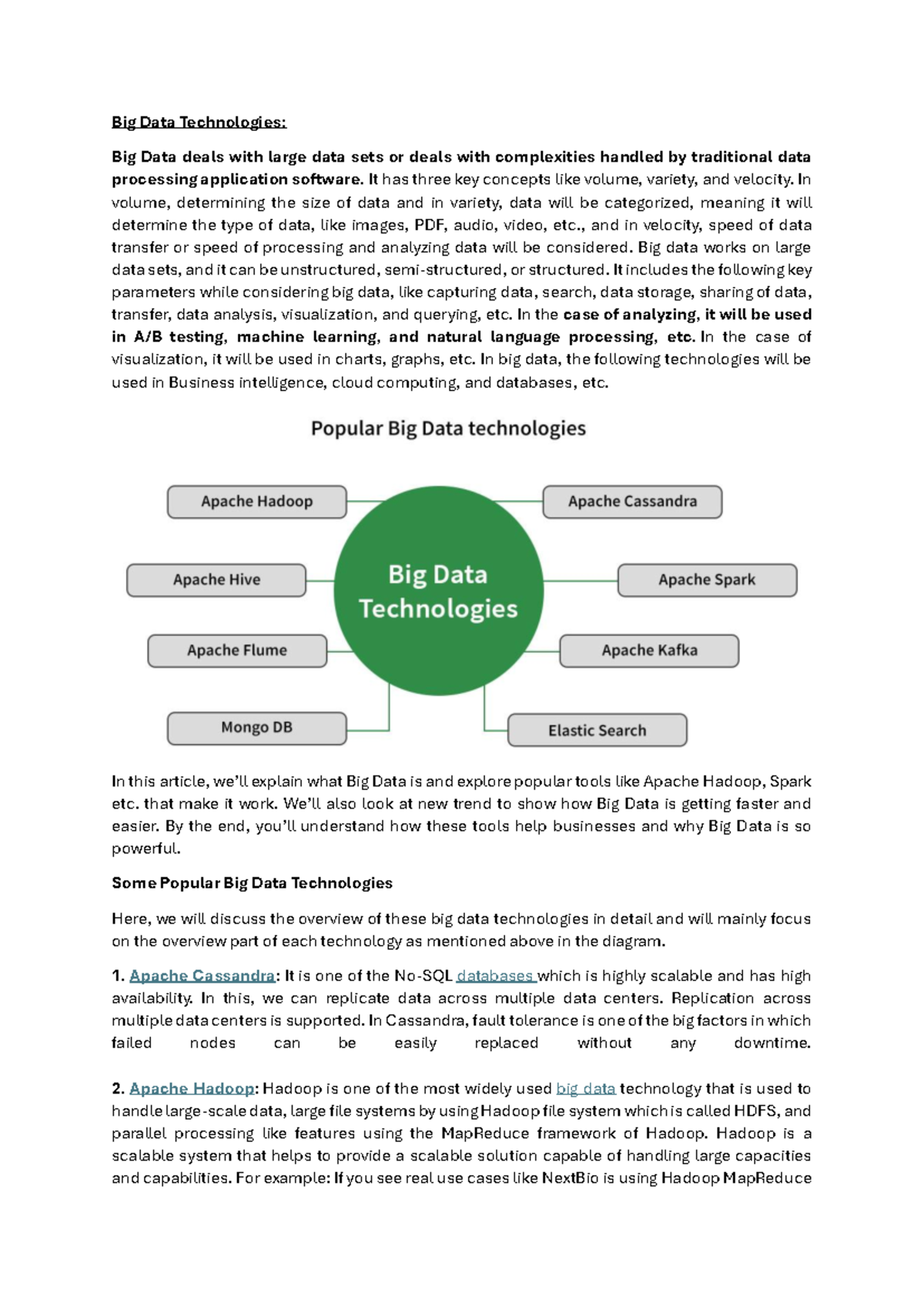 Big Data Technologies Overview: Key Concepts & Tools Explained - Studocu