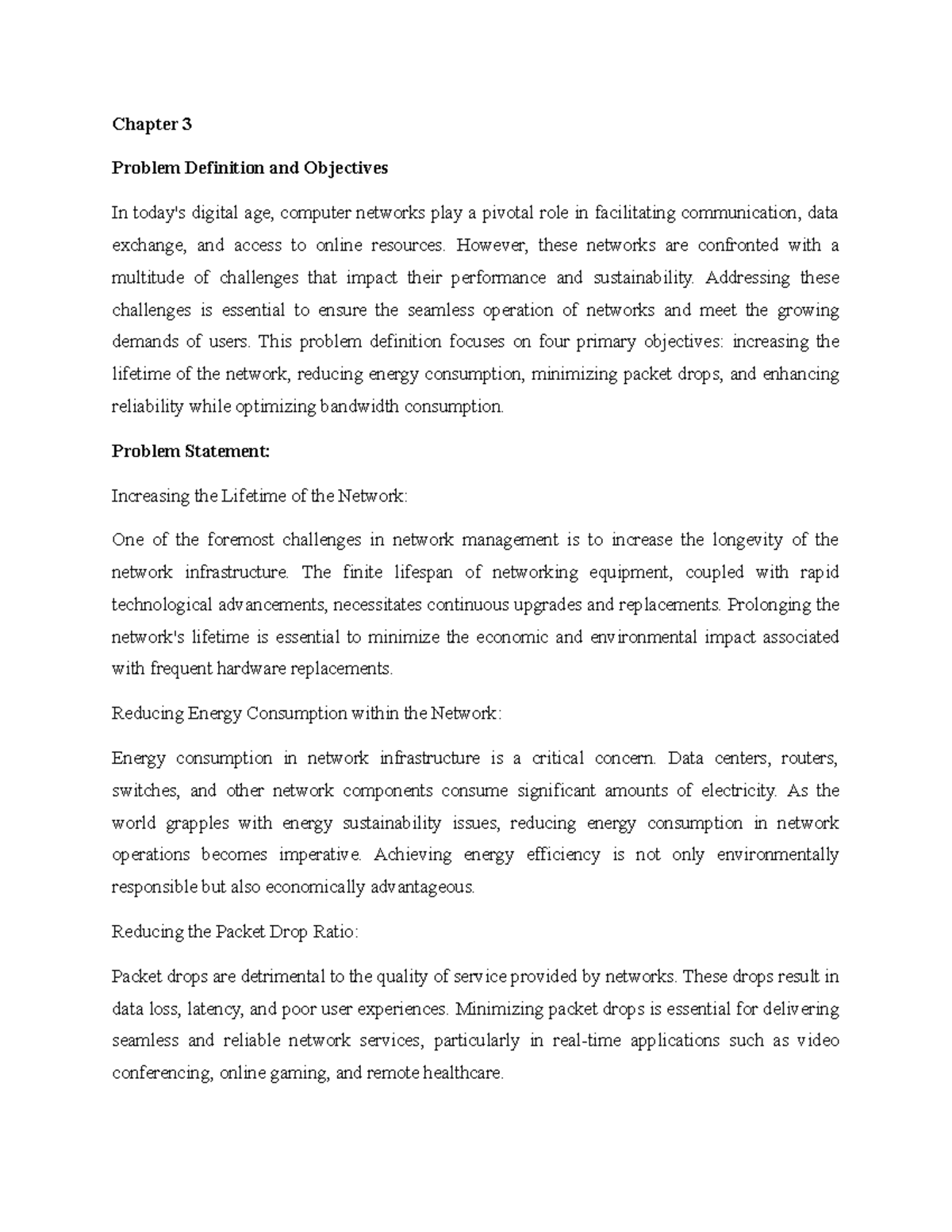 Assignment on Problem Statement and Objectives in Network Management ...