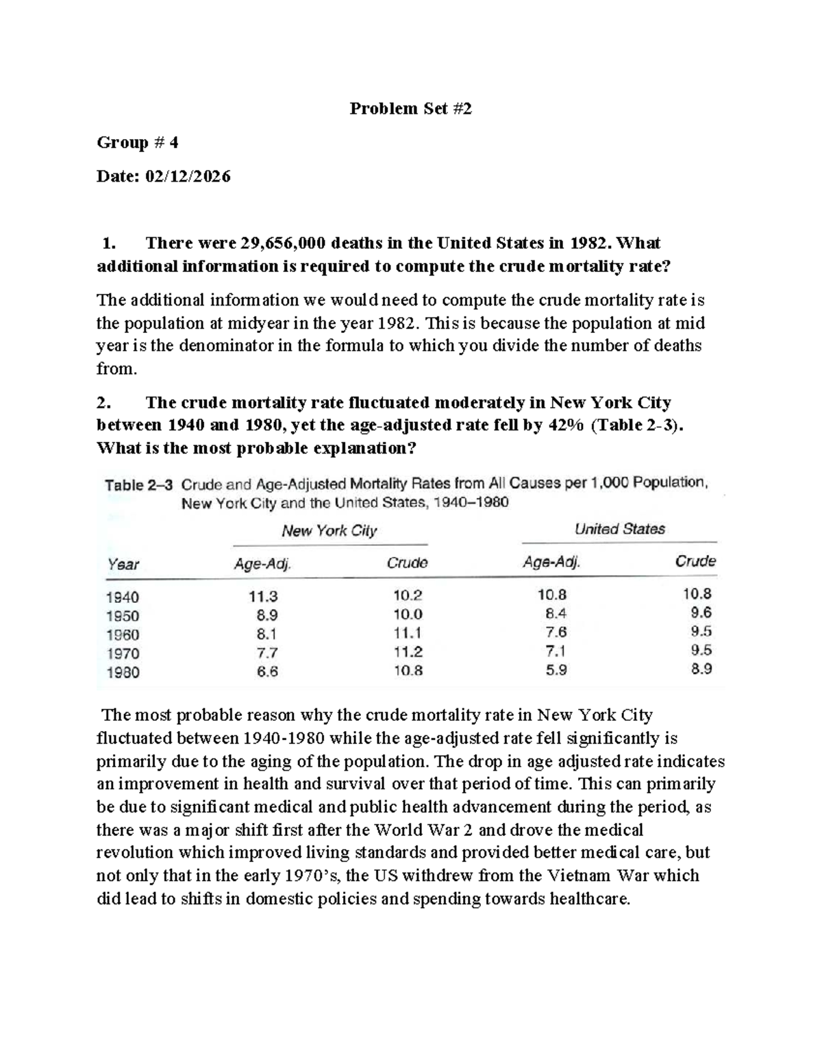 Problem Set #2: Crude Mortality Rates & Gender Disparities in Disease ...