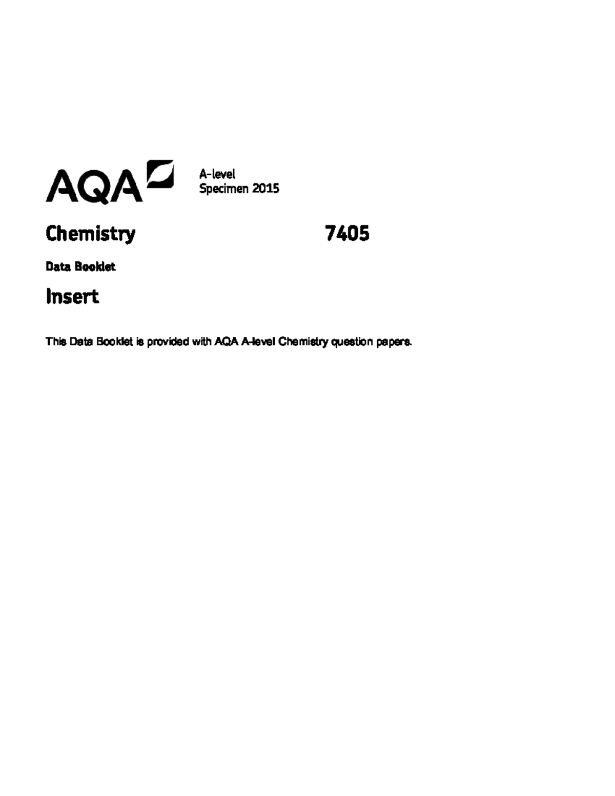 Data booklet (A-level) - Sample set 1 ...