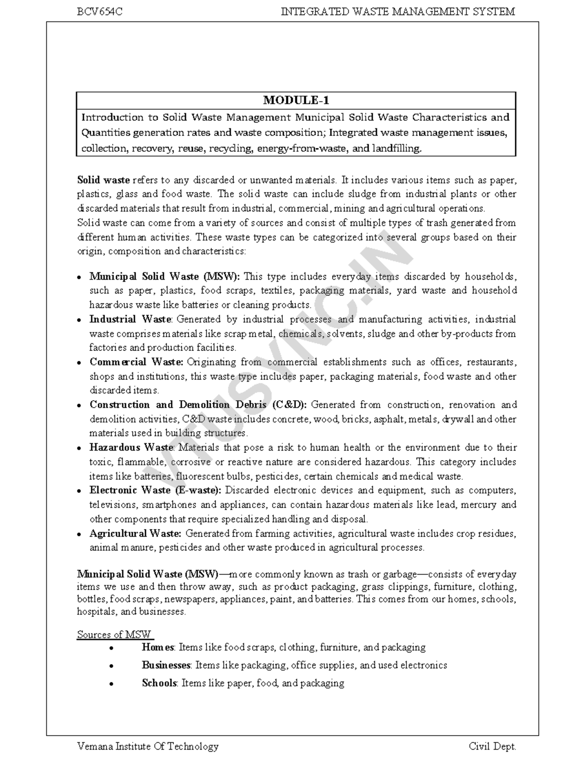 BCV654C INTEGRATED WASTE MANAGEMENT SYSTEM: Overview and Key Concepts ...