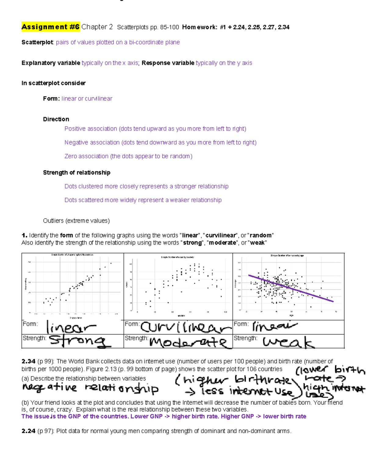 UA Stat Assignment #6 - Assignment #6 Chapter 2 Scatterplots pp. 85-100 ...