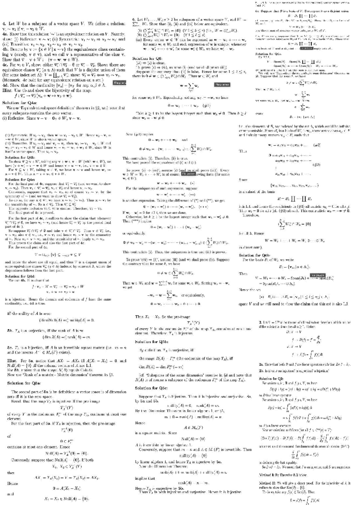 Midterm Cheatsheet for Linear Algebra (Course Code: LA101) - Studocu