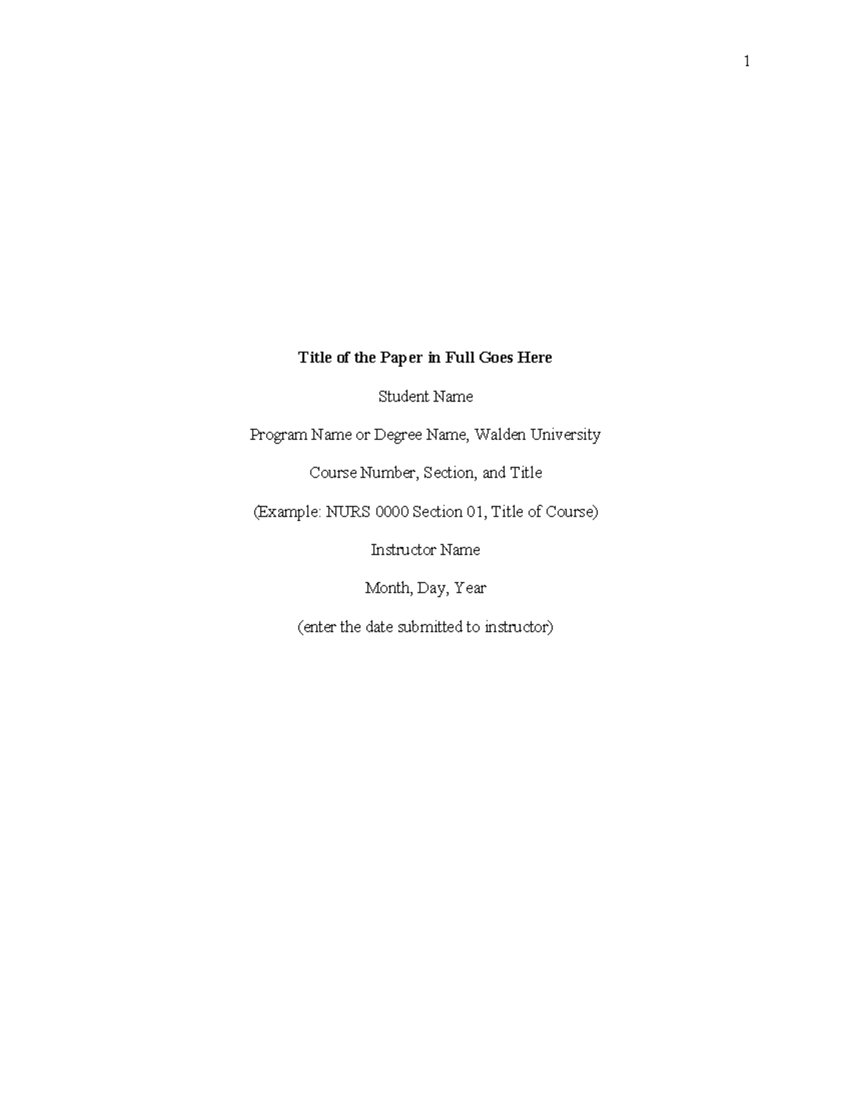 MSN Template: Guidelines for Structuring Your Paper at Walden ...