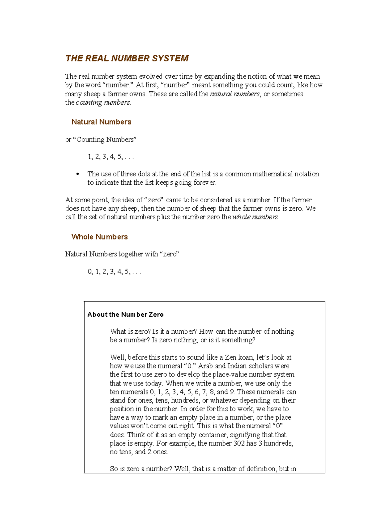 Real Number System Overview: Natural, Whole, Integers & More - Studocu