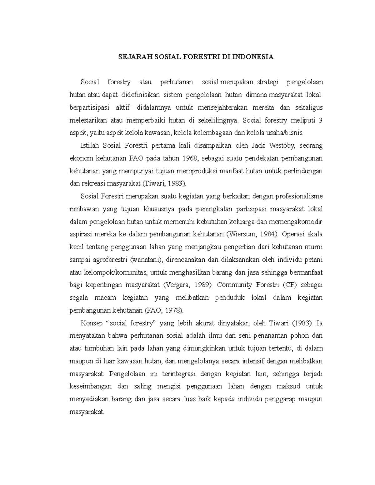 Sejarah dan Perkembangan Perhutanan Sosial di Indonesia (PSI 101) - Document Preview