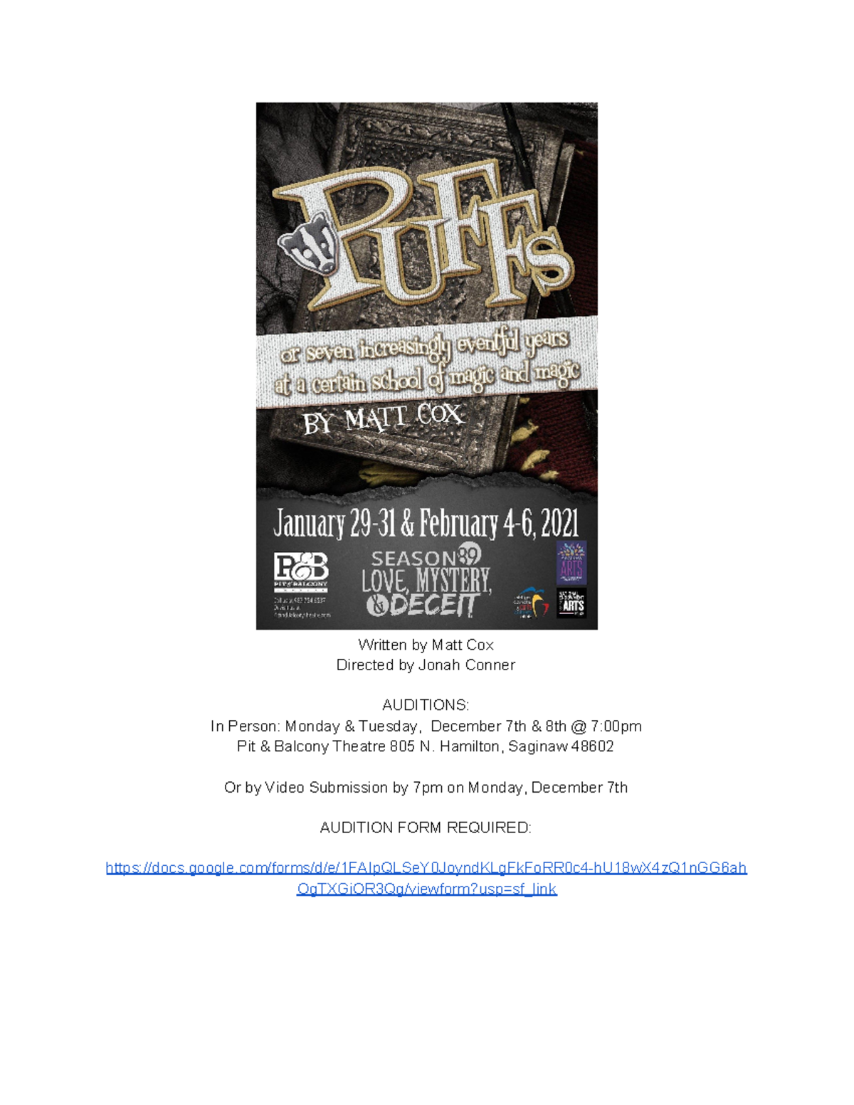 Puffs Audition Packet - Theatre 101 - Studocu