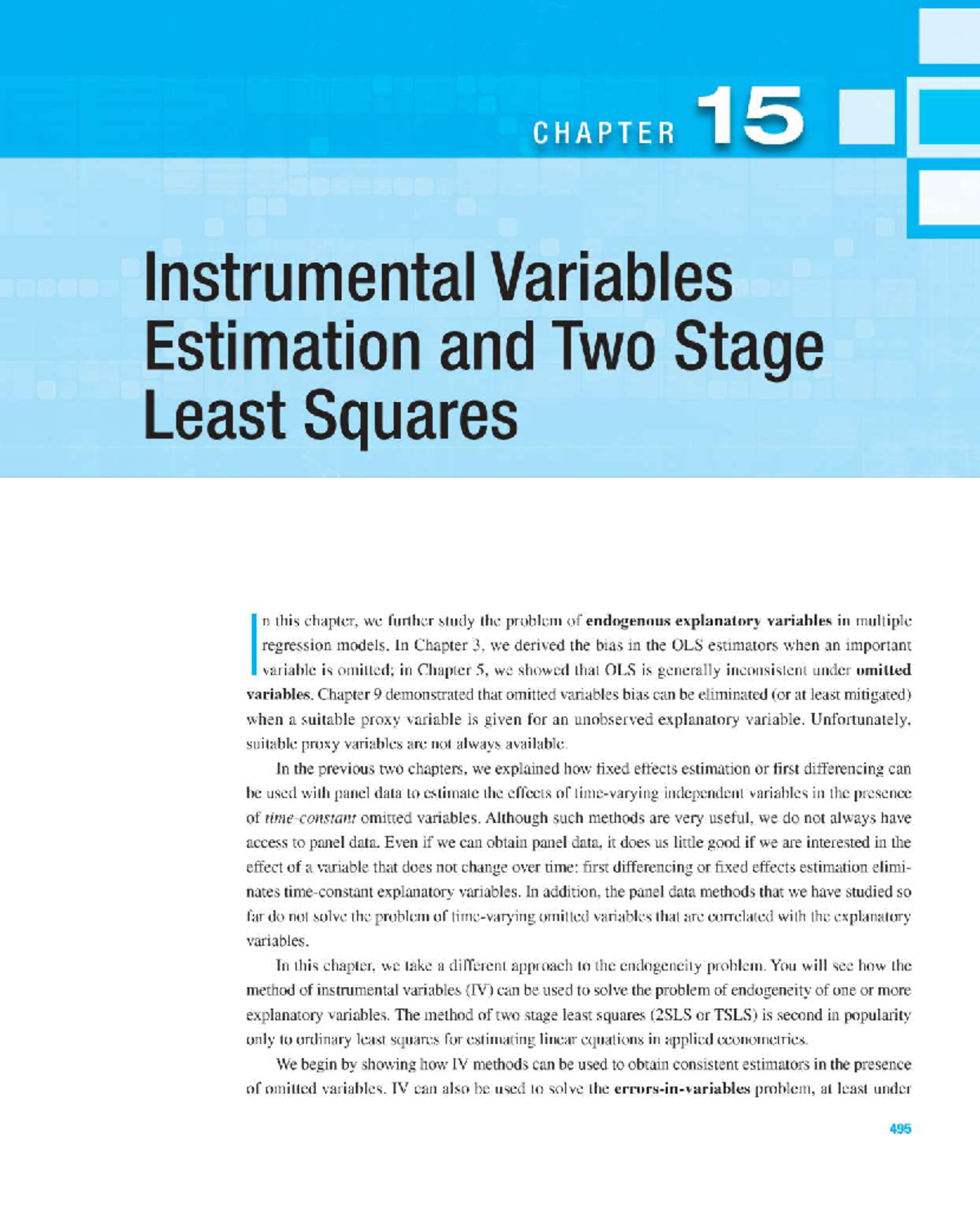 ECMT2150 Chapter 15: Instrumental Variables & Two Stage Least Squares ...