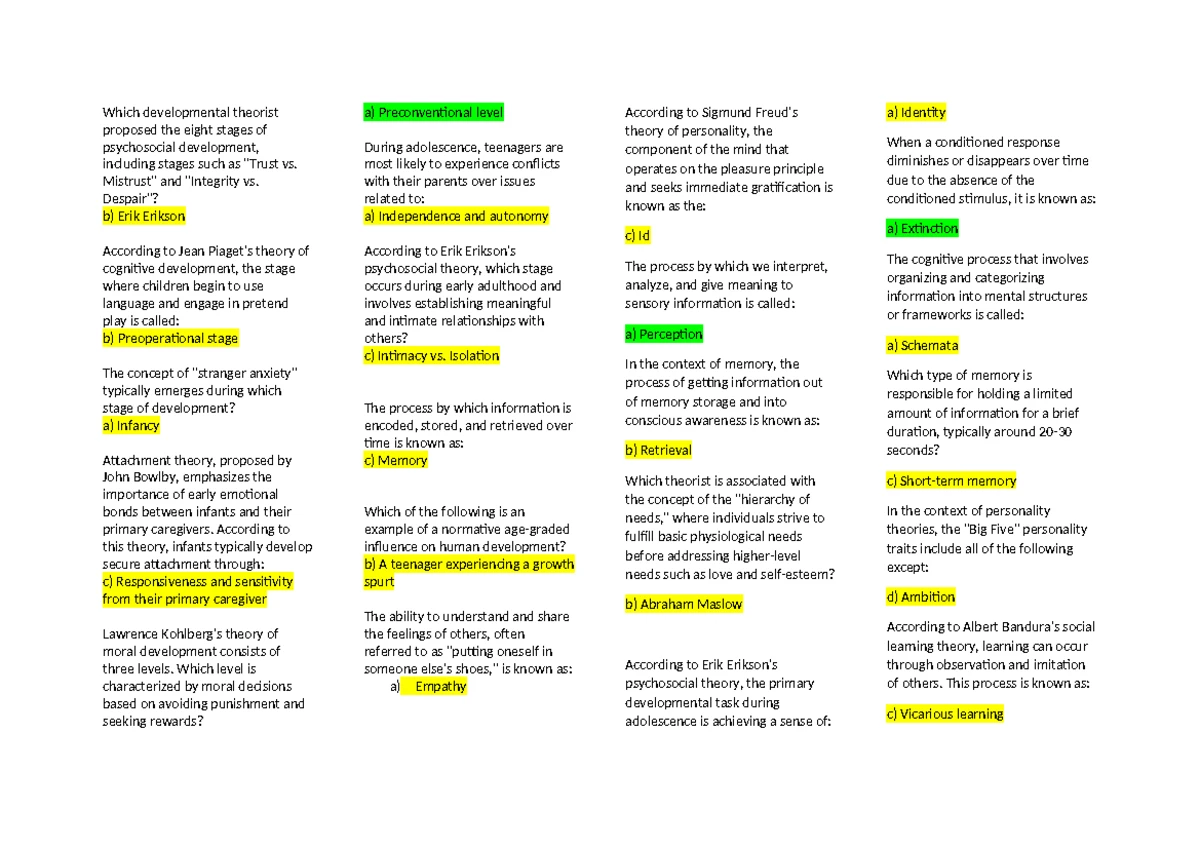 Comprehensive Study Guide on Human Development - PSY286 - Studocu