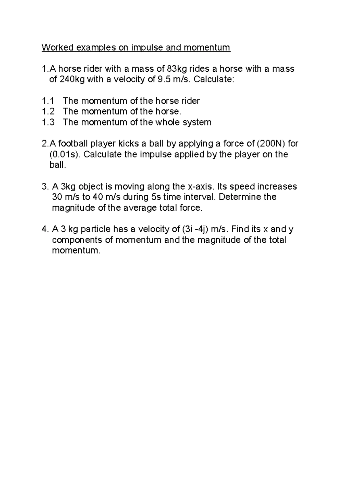 Physics and Measurements Examples: Calculations and Conversions ...