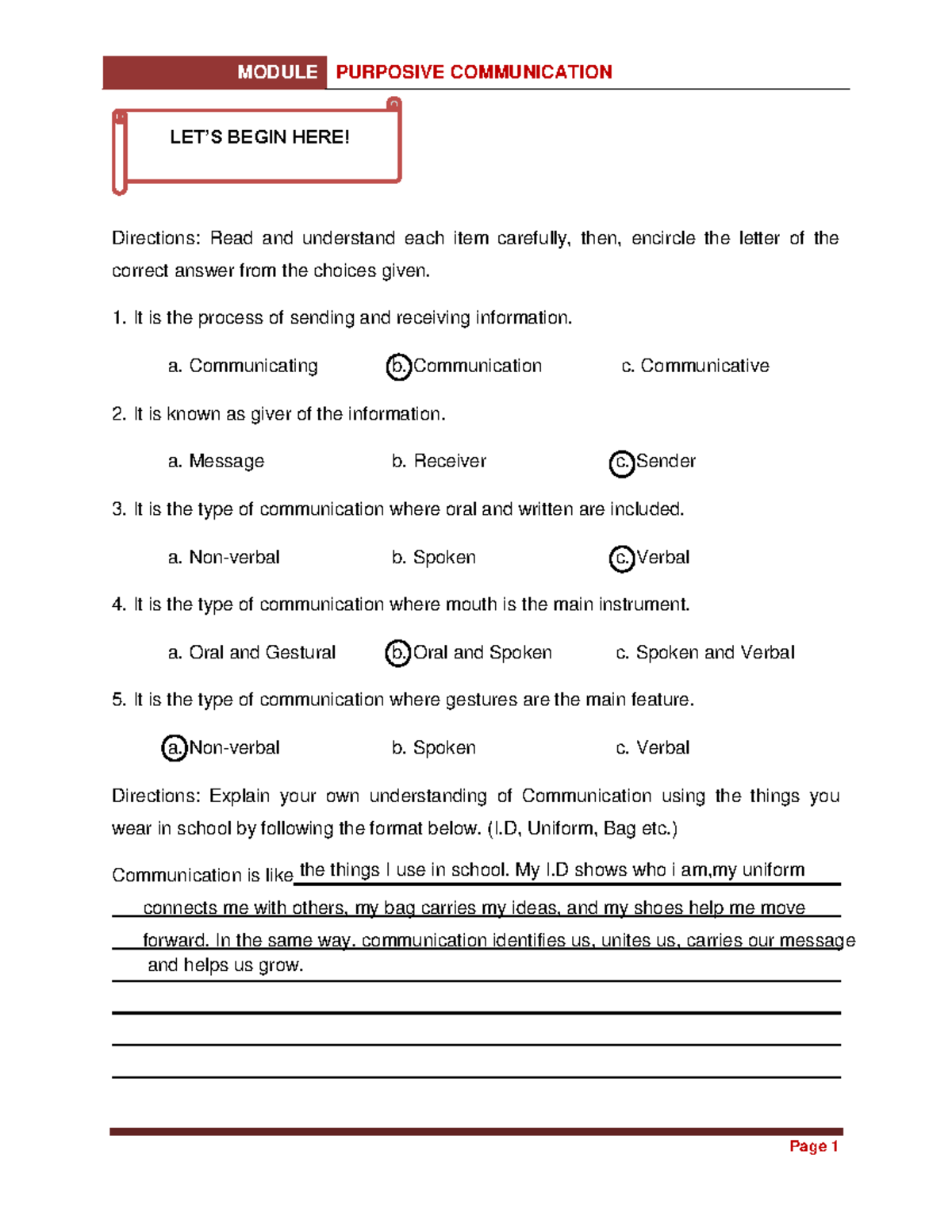 MODULE: PURPOSIVE COMMUNICATION - PRE-TASK 1 REVIEW - Studocu