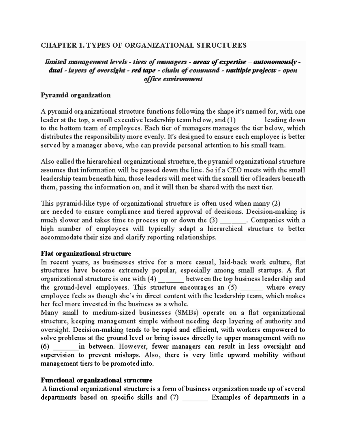 CHAPTER 1. TYPES OF ORGANIZATIONAL STRUCTURES: A Comprehensive Overview ...