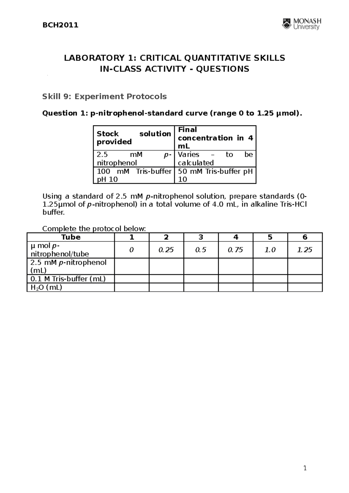 BCH2011 Lab Activities: Experiment Protocols Vitamin C Assay Leptin ...