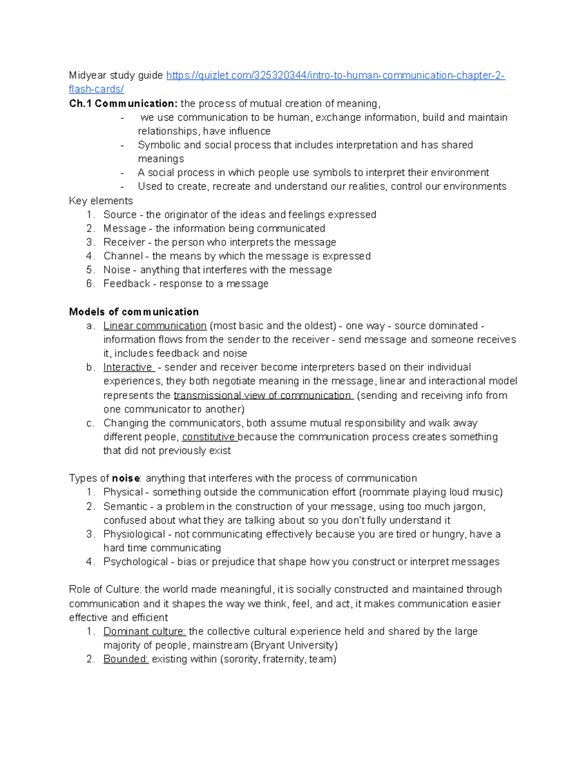 Midterm Study Guide for Intro to Human Communication (COMM 101) - Studocu