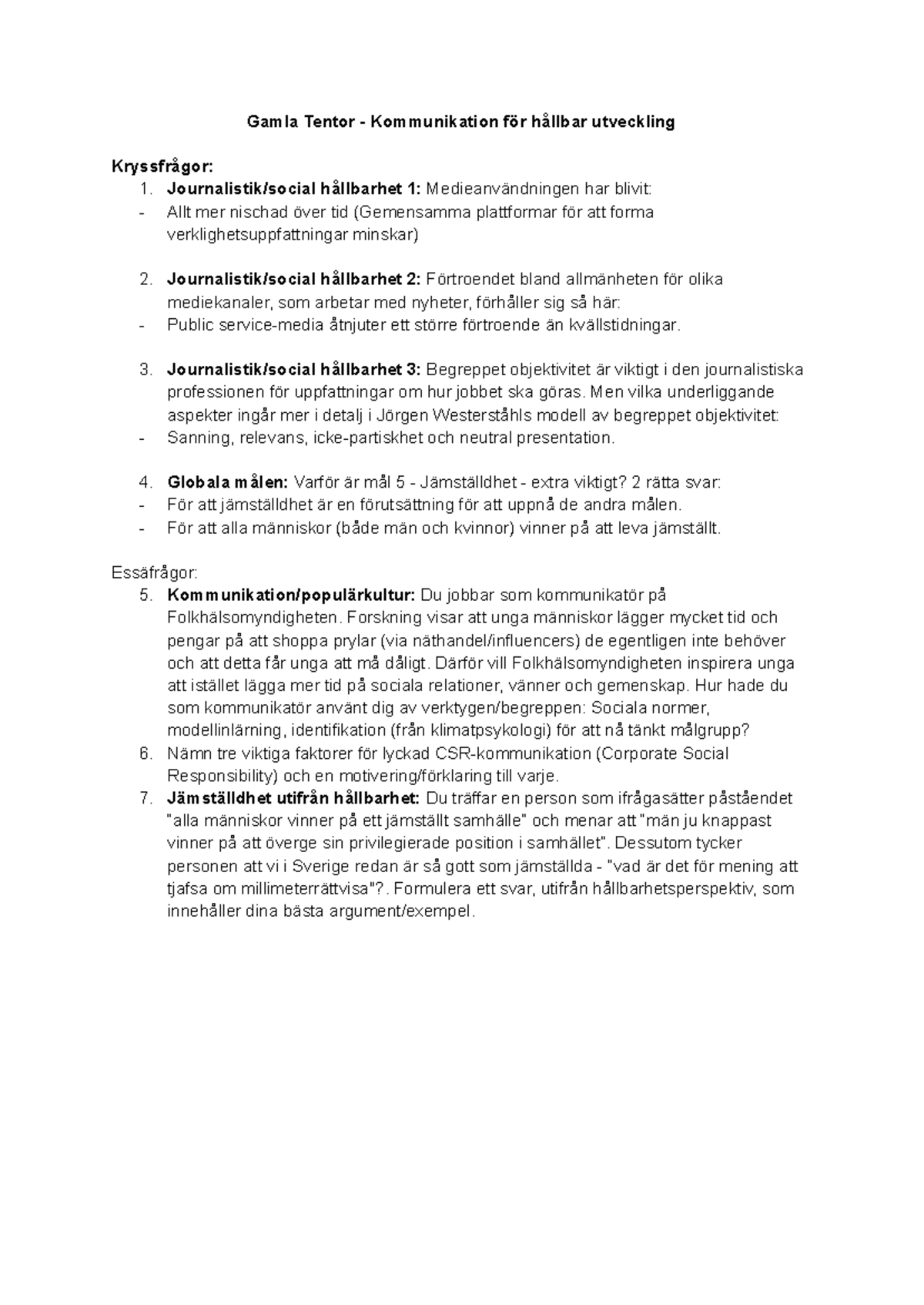 Gamla tentor i Kommunikation och Hållbar utveckling - Gamla Tentor ...