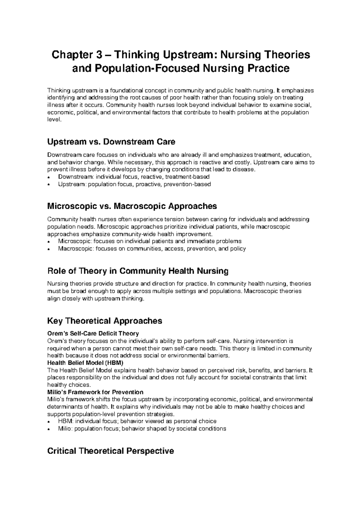 Chapter 3: Upstream Thinking in Nursing Theories & Practice Notes - Studocu