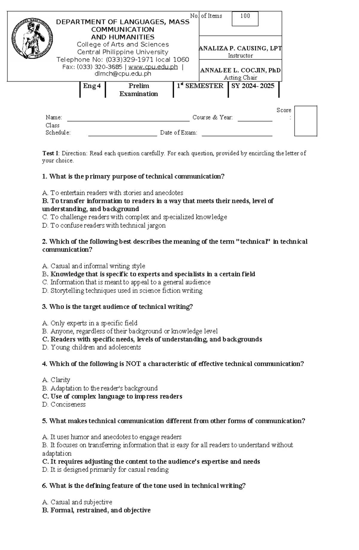 Integrated Course Notes: Instructional Materials & Evaluation (DLL ...