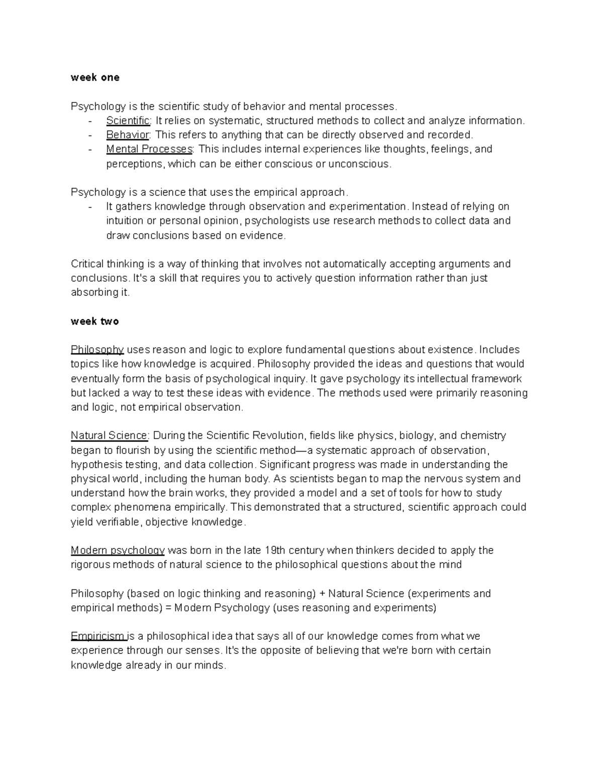 Psych 101: Exam 1 Lecture Notes on Psychology Fundamentals - Studocu