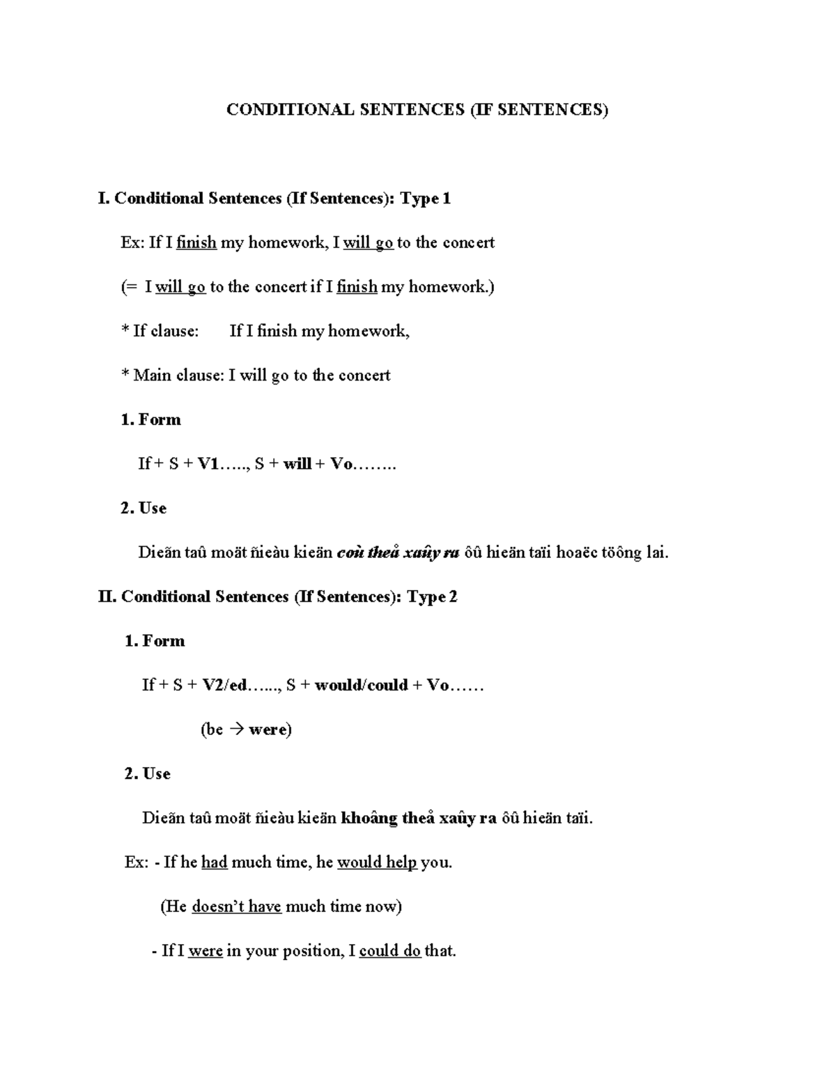 Conditional Sentences (If Sentences) - Types 1, 2, and 3 - Studocu