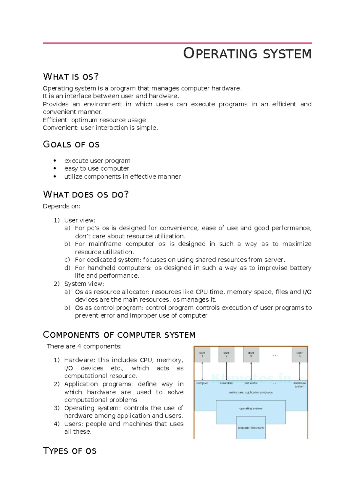 Operating system concepts and components - MOD 1 - Studocu