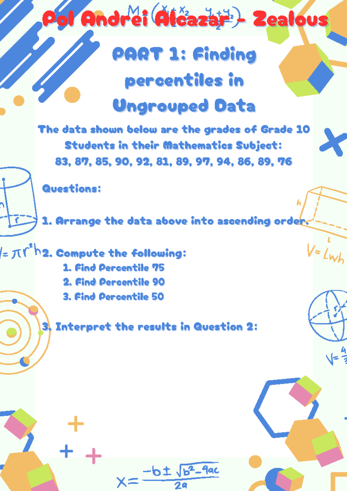 Polmathproject - Grade 10 Math Percentiles Analysis and Solutions - Studocu