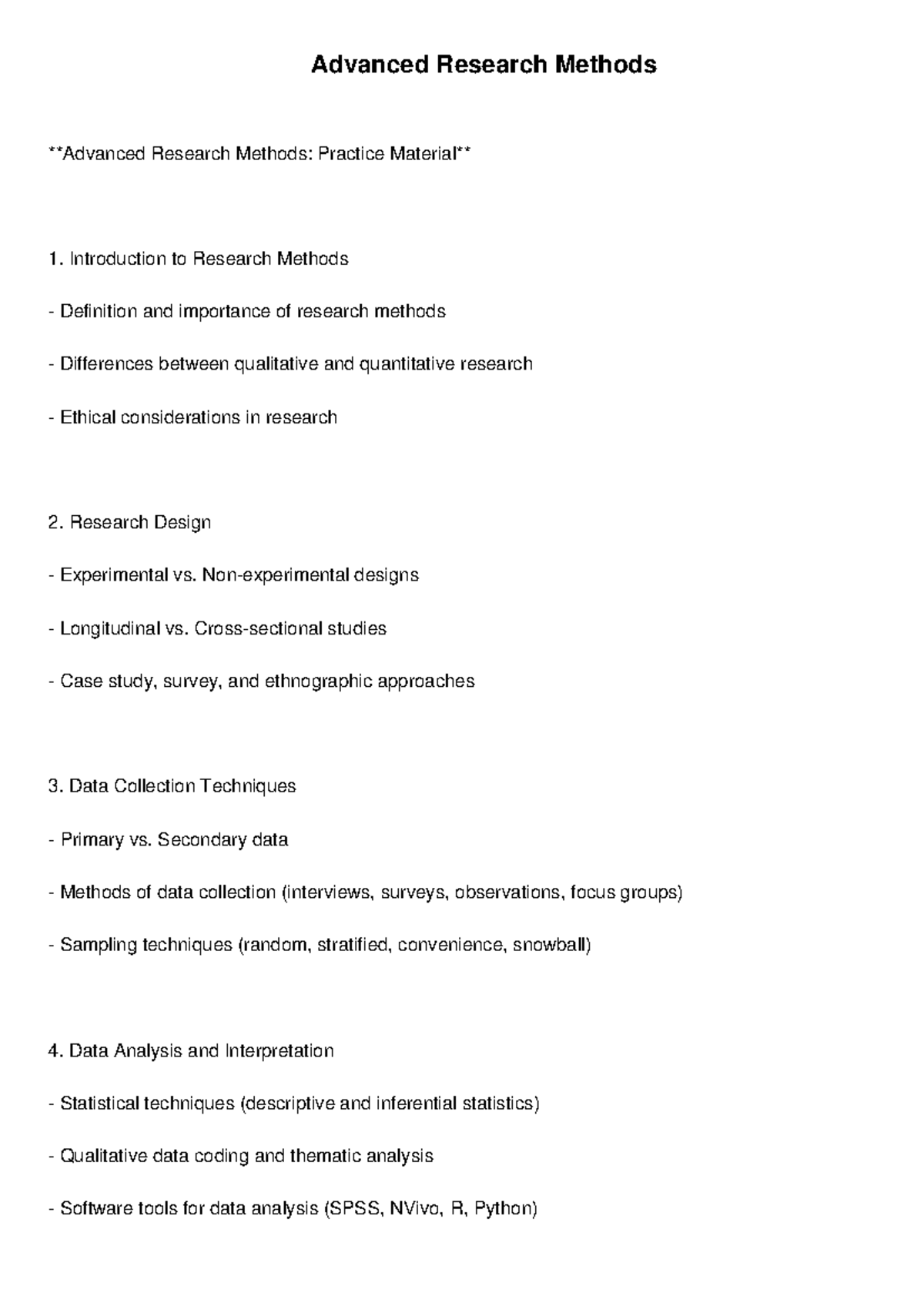 Advanced Research Methods 101: Essential Practices and Techniques - Studocu