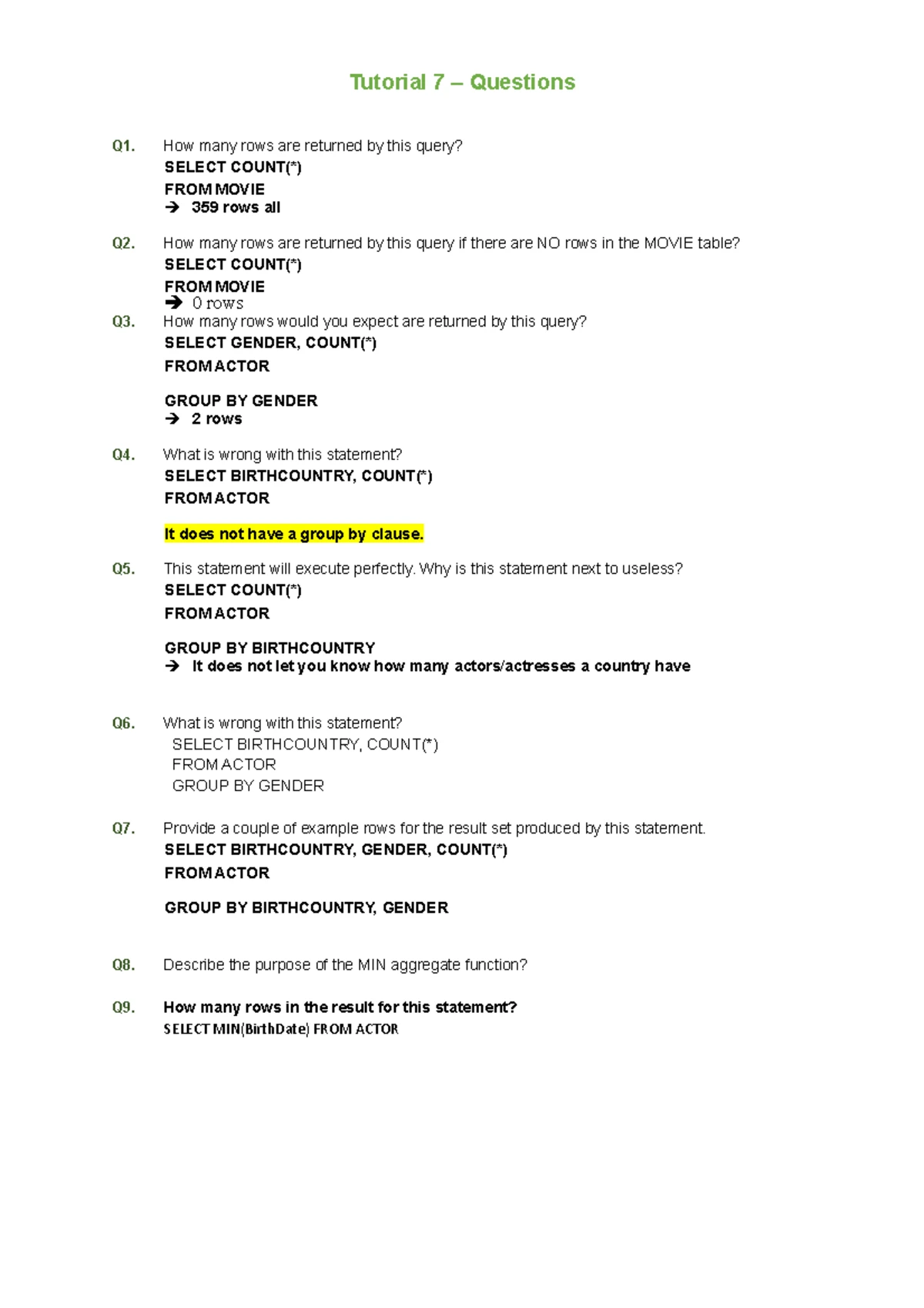 Topic 9 Tutorial Questions - Tutorial 9 – Questions 1. How many columns ...