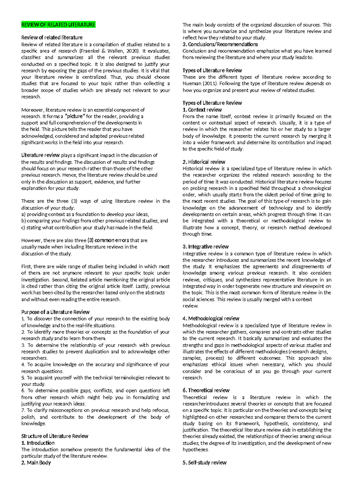 Review of Related Literature: Key Concepts and Structures for EAG - Studocu