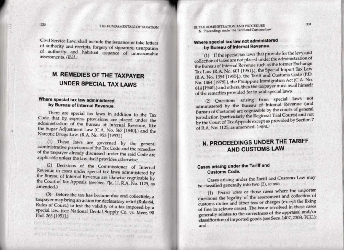1 THE FUNDAMENTALS OF TAXATION: Special Tax Laws and Procedures - Studocu