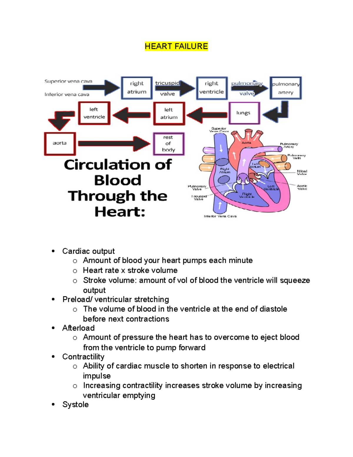 Heart Failure Comprehensive Study Guide (NUR 101) - Studocu