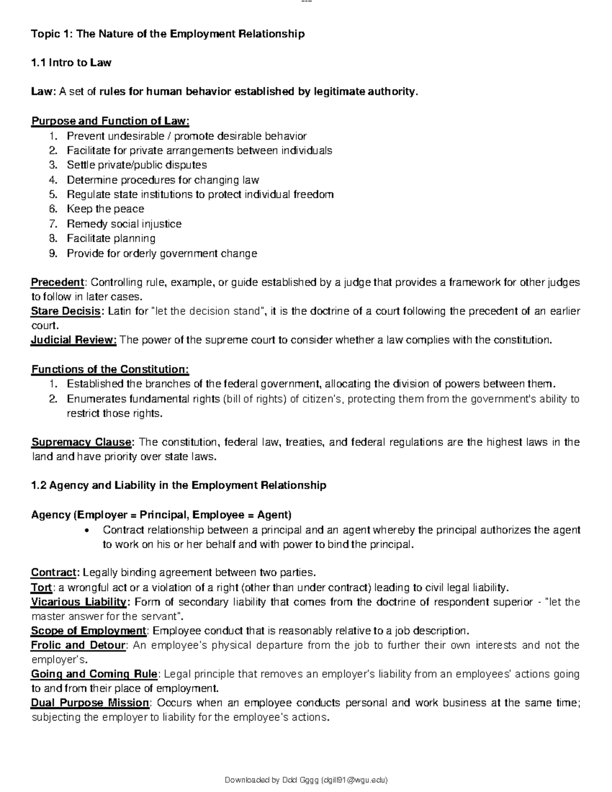 Employment Law C233 Final Exam Summary and Key Concepts Guide - Studocu