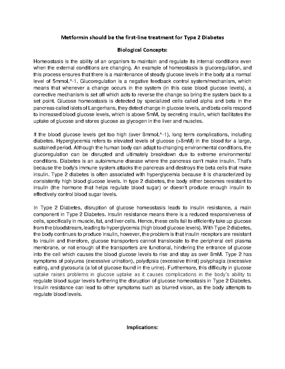Metformin as the First-Line Treatment for Type 2 Diabetes: A Review ...