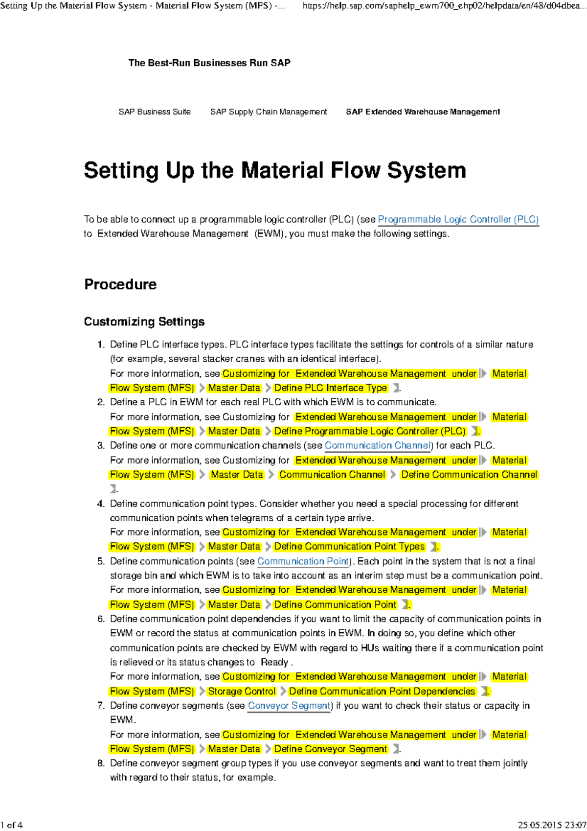 Setting Up the Material Flow System (MFS) in SAP EWM - Studocu