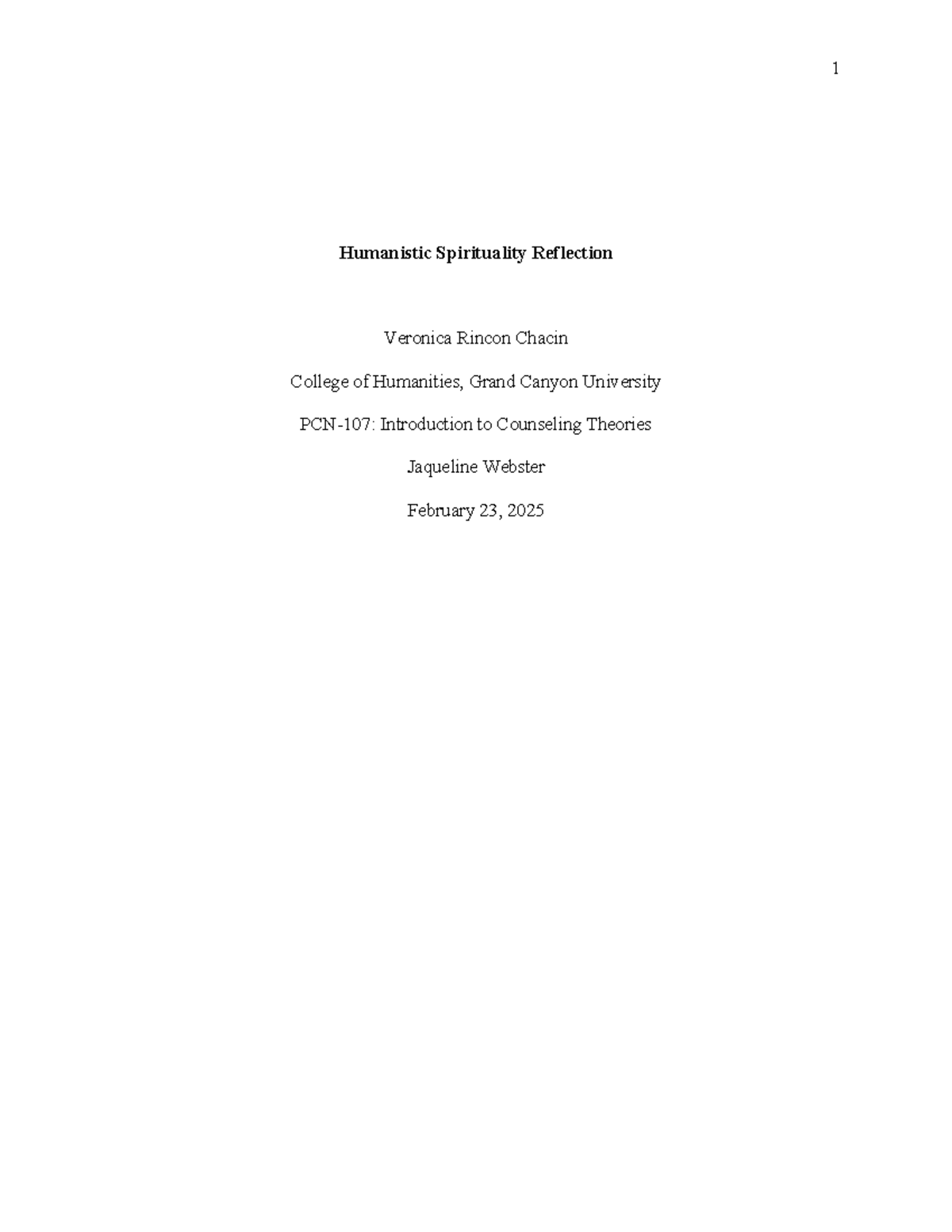 HUM 101: Humanistic Spirituality Reflection & Personal Insights - Studocu