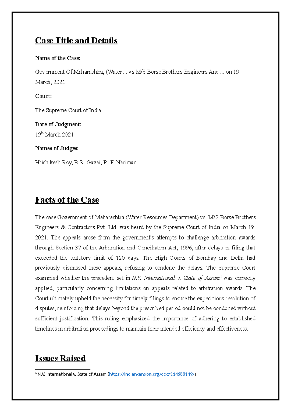 CPC cia 1 research paper - Case Title and Details Name of the Case ...