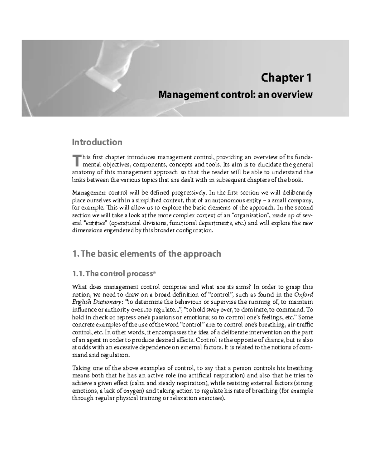 Unit 5 - Managerial Control - introduction T his frst chapter ...