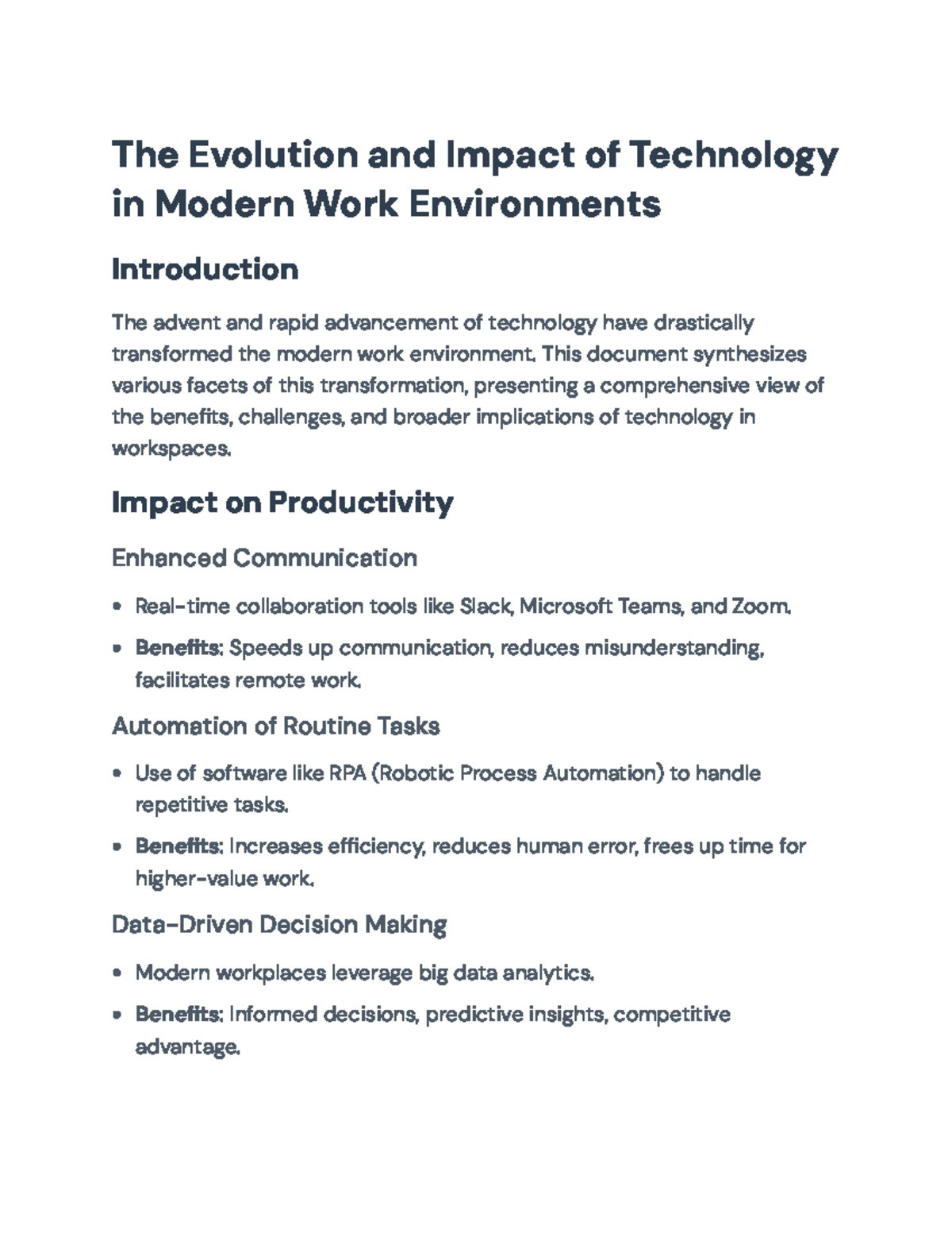 The Evolution and Impact of Technology in Modern Work Environments ...