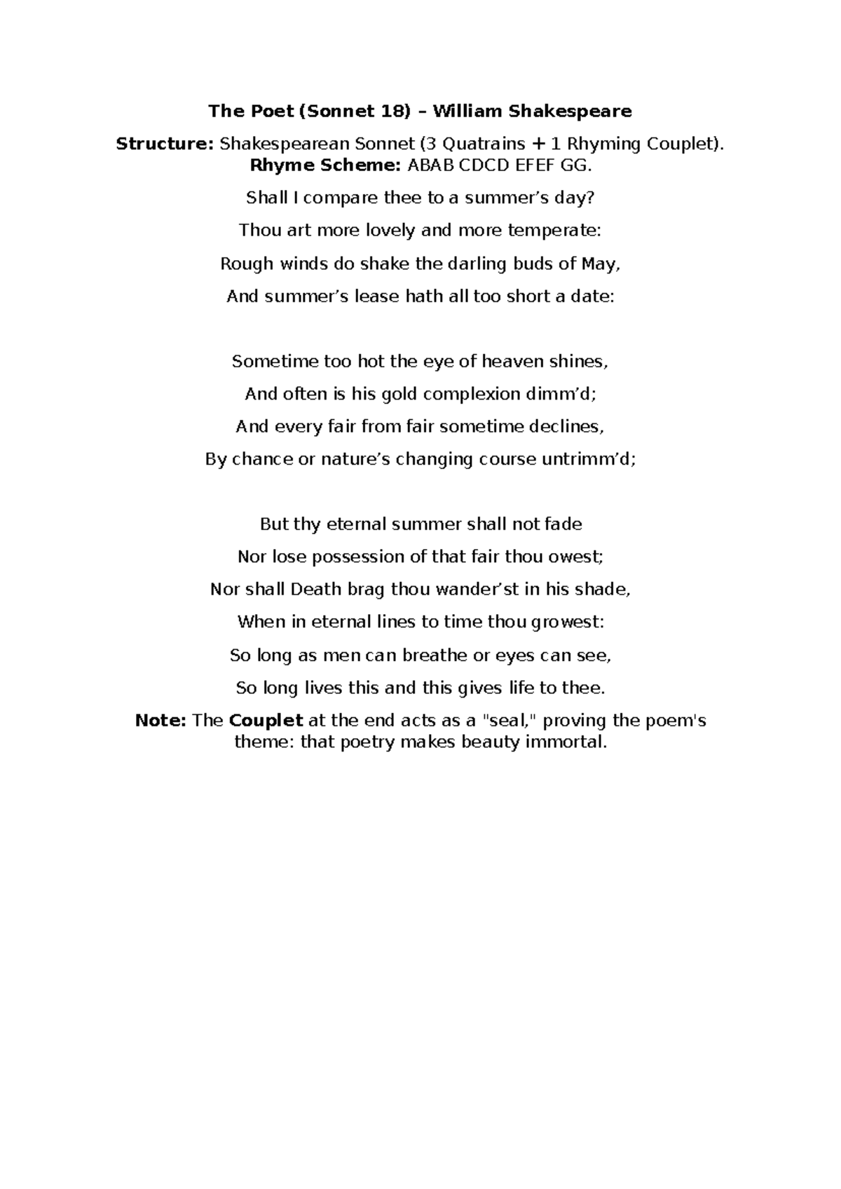 IEB Poetry Analysis 2026: Exploring Sonnet Structures and Themes - Studocu