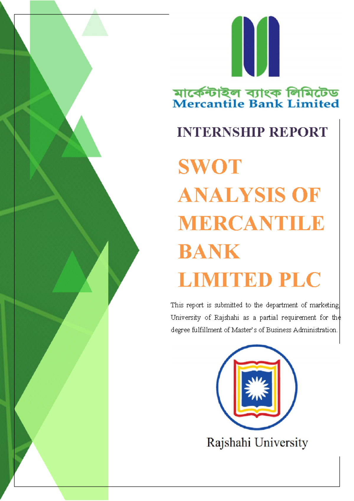 SWOT Analysis Report: Mercantile Bank Limited - Internship MBA ...