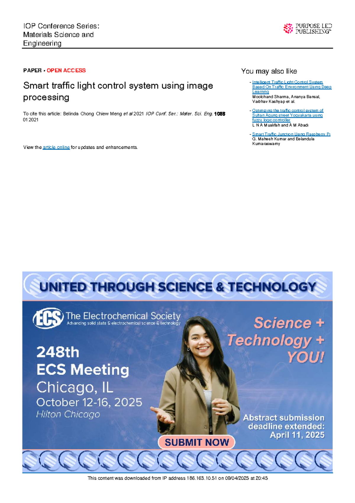 Smart Traffic Light Control System Using Image Processing (Meng 2021 ...