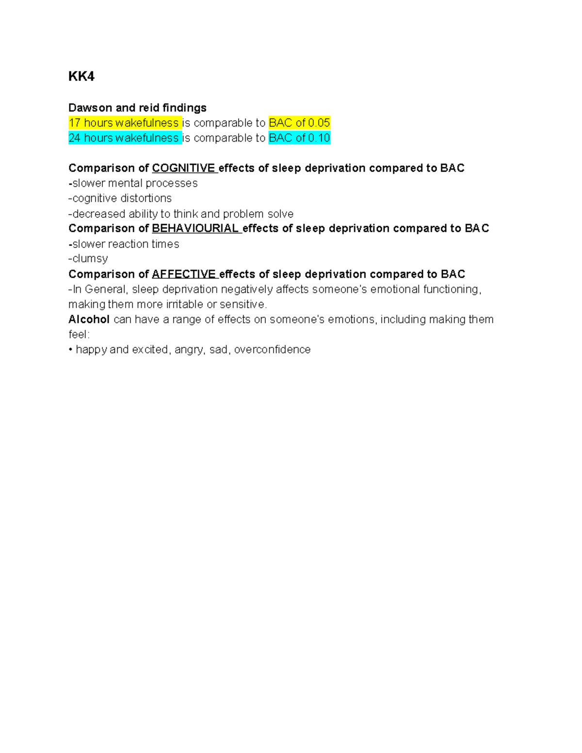 Unit 4aos1 KK4 continued BAC - KK Dawson and reid findings 17 hours ...