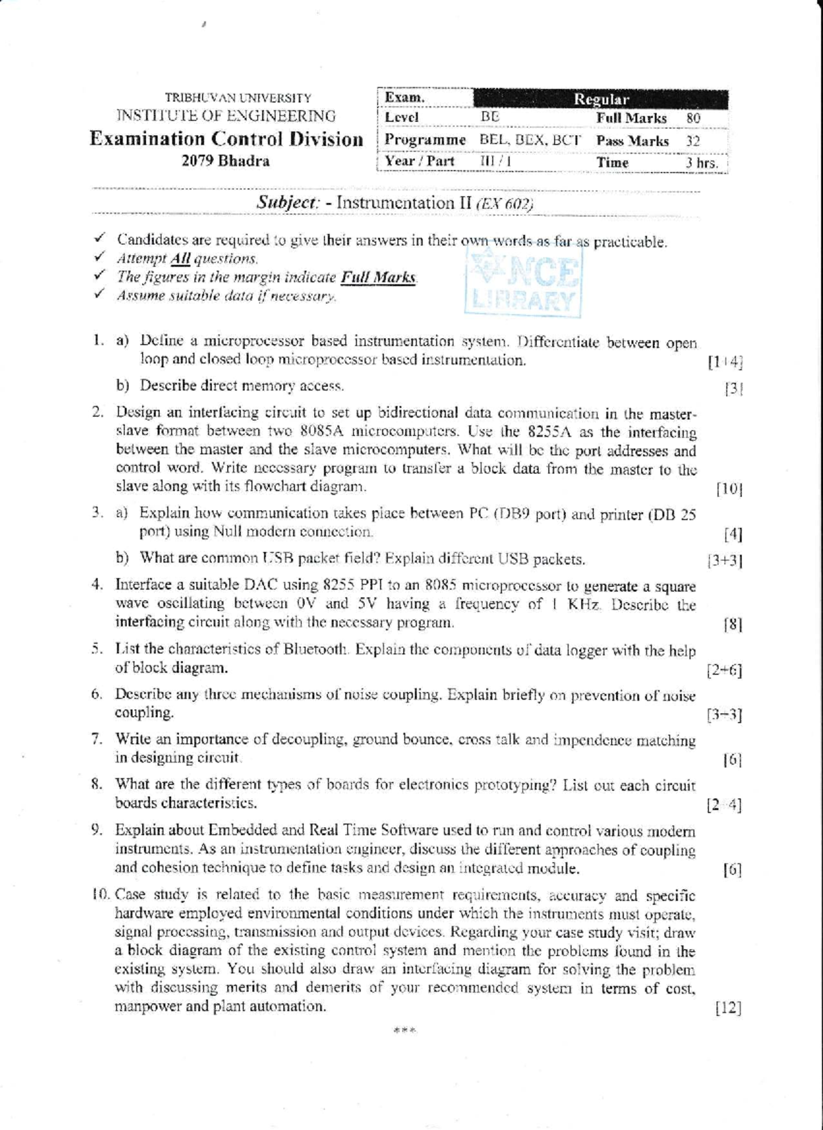 Instrumentation II (EX 602) Old Question Papers and Study Guide - Studocu