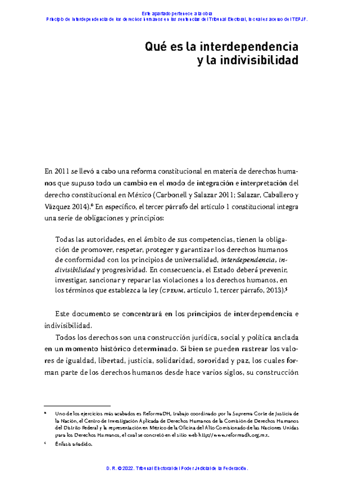 Principios de Interdependencia e Indivisibilidad en Derechos Humanos ...