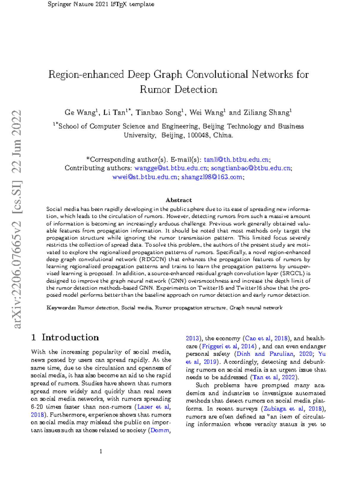 2206 - Region-Enhanced Deep Learning for Rumor Detection - Studocu