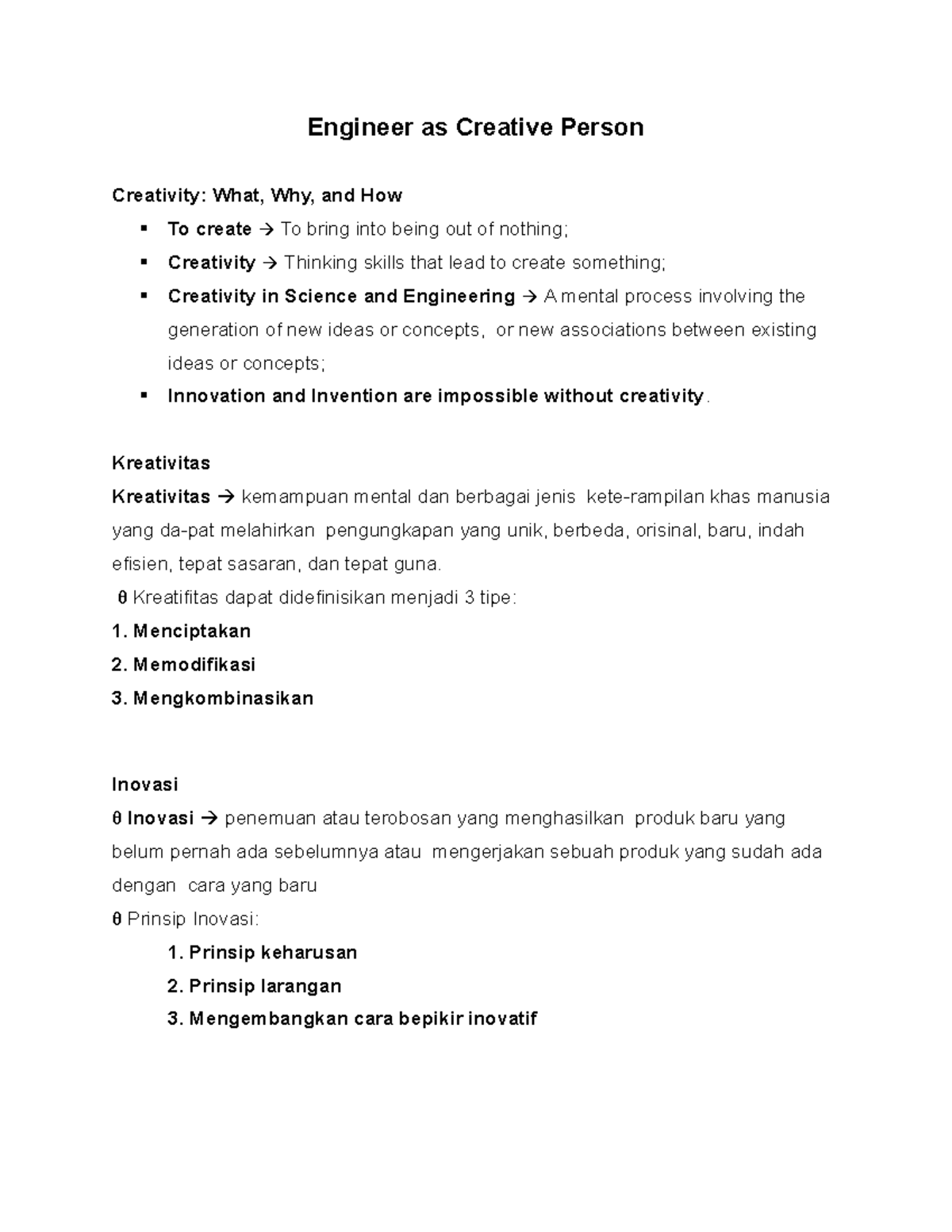 Creative Thinking Skills in Engineering: Understanding Innovation - Studocu