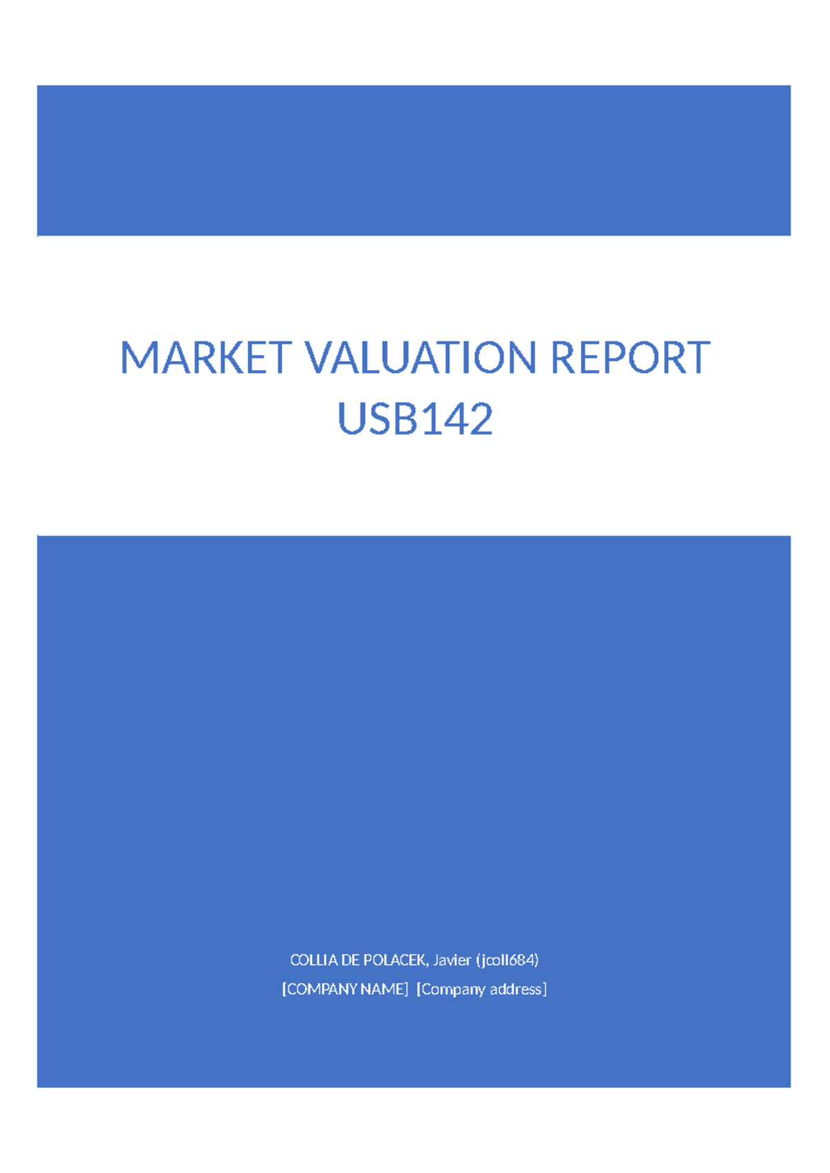 Market Valuation Report for USB142: 506 Fig Tree Pocket Road - Studocu
